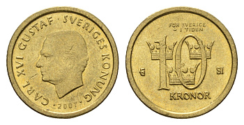 Швеция 10 крон 2007 Карл XVI Густав (1973-) KM 895 нордик aUNC 4656-426