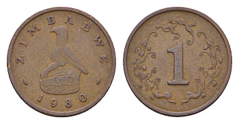 Зимбабве 1 цент 1980 птица-идол KM 1 бронза 4682-623