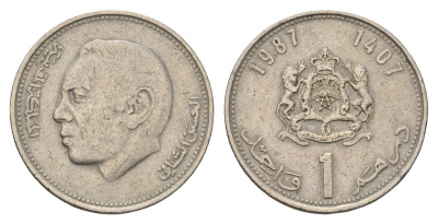 Марокко 1 дирхам 1987 Y 88 медно-никель 4703-223
