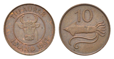 Исландия 10 эйре 1981 KM 25 бронза 4690-736