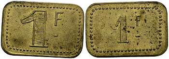 Франция 1 франк ND ресторанный жетон латунь 4166-134