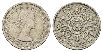 Великобритания 2 шиллинга (флорин) 1956 Елизавета II (1952-2022) KM 906, Spink 4146 медно-никель 4183-414