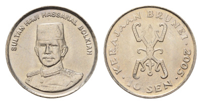 Бруней 10 сенов 2005 Хассанал Болкиах KM 36 медно-никель UNC 112-454