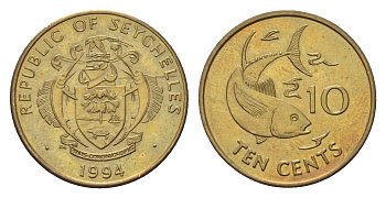 Сейшельские Острова (Сейшелы) 10 центов 1994 KM 48 латунь UNC 4618-758
