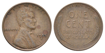 США 1 цент 1953 D, Линкольн KM 132 бронза 4697-1228