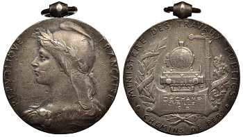 Франция медаль 1918 почетному железнодорожнику 00-00