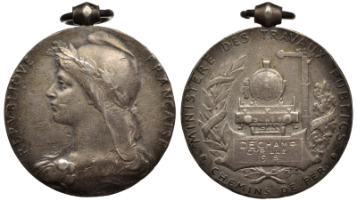 Франция медаль 1918 почетному железнодорожнику 00-00