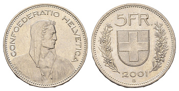 Швейцария 5 франков 2001 B KM 40a.4 медно-никель 3460-646