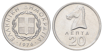 Греция 20 лепт 1976 KM 114 алюминий UNC 4654-753