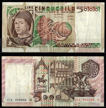 Италия 5000 лир 1979 Pick 105 b бумага 2198-27-2-2