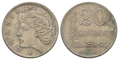 Бразилия 20 сентаво 1970 KM 579.2 медно-никель 4159-426