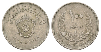 Ливия 100 миллим 1965 год-тип KM 11 медно-никель 4574-1146