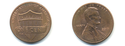 США 1 ЦЕНТ 2010 ЛИНКОЛЬН KM NEW цинк плакированный медью UNC 179-621