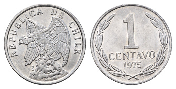 Чили 1 сентаво 1975 год-тип KM 203 алюминий UNC 4688-245