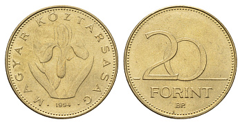 Венгрия 20 форинтов 1994 KM 696 никель латунь UNC 216-1235