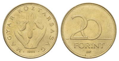 Венгрия 20 форинтов 1994 KM 696 никель латунь UNC 216-1235