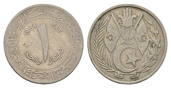 Алжир 1 динар 1964 KM 100 медно-никель 4662-345