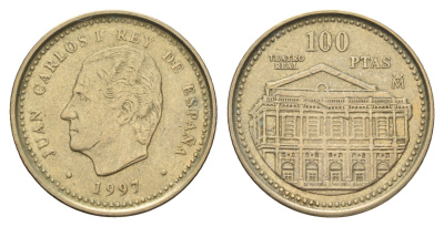 Испания 100 песет 1997 Королевский театр KM 984 алюминиевая бронза 4606-454