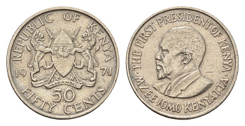 Кения 50 центов 1971 Джомо Кениата KM 13 медно-никель 4682-648