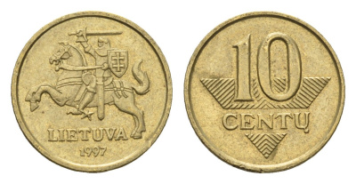 Литва 10 центов (сентов) 1997 KM 106 никель латунь 4689-1118