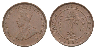 Цейлон 1 цент 1926 Георг V (1910-1936) KM 107 медь 4649-233
