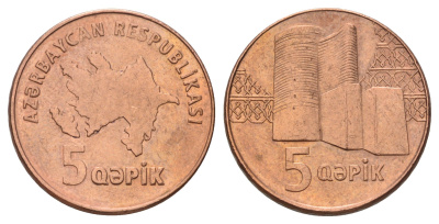 Азербайджан 5 гяпиков 2006 KM 41 сталь плакированная медью 4679-1263