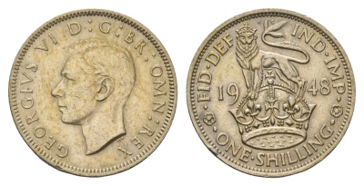Великобритания 1 шиллинг 1948 Георг VI (1936-1952), Английский шиллинг KM 863, Spink 4103 медно-никель 4187-927