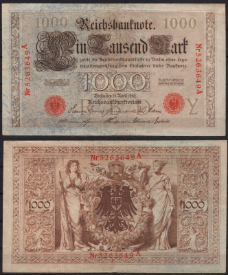 Германия 1000 марок 1910 Pick 45 b бумага 2192-75-1-2
