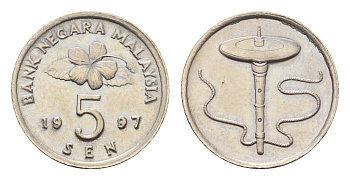 Малайзия 5 сенов 1997 KM 50 медно-никель UNC 4614-722