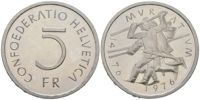 Швейцария 5 франков 1976 500 лет битве при Муртене KM 54 медно-никель UNC 1066-6-61