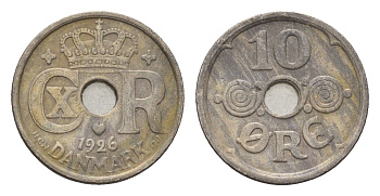 Дания 10 эре 1926 NCH, Кристиан X (1912-1947) KM 822 медно-никель 4701-931