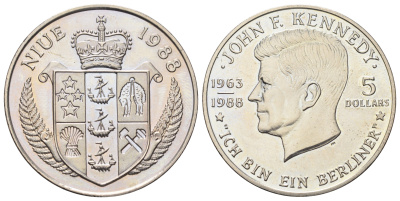 Ниуэ 5 долларов 1988 Джон Кеннеди KM 17 медно-никель BU 1087-9-62