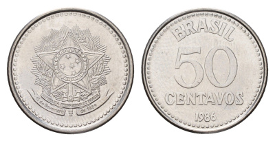 Бразилия 50 сентаво 1986 KM 604 нержавеющая сталь UNC 4679-926