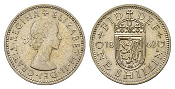 Великобритания 1 шиллинг 1962 Елизавета II (1952-2022), Шотландский герб KM 905, Spink 4148 медно-никель 4177-532