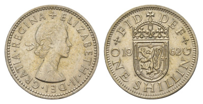 Великобритания 1 шиллинг 1962 Елизавета II (1952-2022), Шотландский герб KM 905, Spink 4148 медно-никель 4177-532