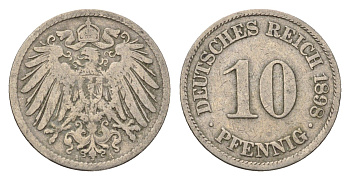 Германия 10 пфеннигов 1898 A KM 12, J. 13 медно-никель 4696-667
