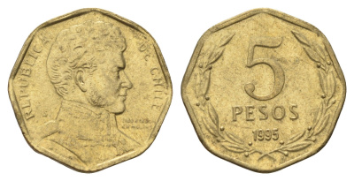 Чили 5 песо 1995 KM 232 алюминиевая бронза UNC 218-334