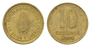 Аргентина 10 сентаво 2006 KM 107 алюминиевая бронза 4679-812