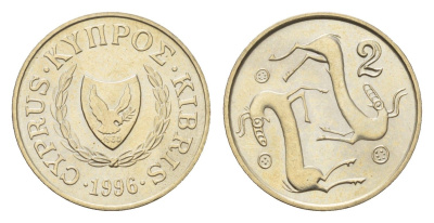 Кипр 2 цента 1996 KM 54.3 никель латунь UNC 4618-561