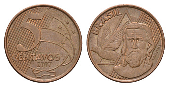 Бразилия 5 сентаво 2007 KM 648 сталь плакированная медью 4563-253