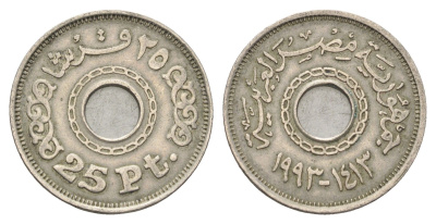 Египет 25 пиастров 1993 KM 734 медно-никель 4662-223