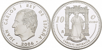Испания 10 евро 2006 M, Выдающиеся европейцы - Карл V KM 1122 серебро PROOF 11-168-22