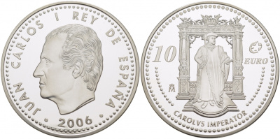 Испания 10 евро 2006 M, Выдающиеся европейцы - Карл V KM 1122 серебро PROOF 11-168-22