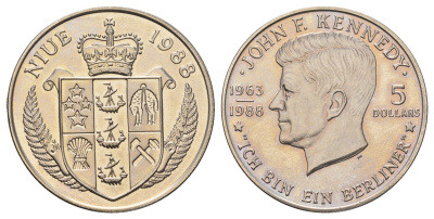 Ниуэ 5 долларов 1988 Джон Кеннеди KM 17 медно-никель BU 1101-1-13