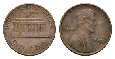 США 1 цент 1973 D, Авраам Линкольн KM 201 медь цинк 4684-927