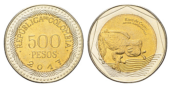 Колумбия 500 песо 2017 KM 298 биметалл UNC 4686-515