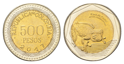Колумбия 500 песо 2017 KM 298 биметалл UNC 4686-515