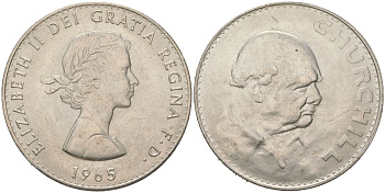 Великобритания 1 крона (5 шиллингов) 1965 Уинстон Черчилль, Елизавета II (1952-2022) KM 910, Spink 4144 медно-никель UNC 4578-624