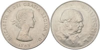 Великобритания 1 крона (5 шиллингов) 1965 Уинстон Черчилль, Елизавета II (1952-2022) KM 910, Spink 4144 медно-никель UNC 4578-624