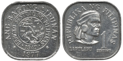 Филиппины 1 сентимо 1977 вождь острова Мактан Лапу-Лапу KM 205 алюминий UNC M23-01